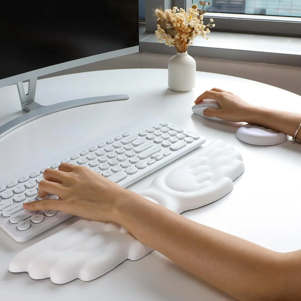 Keyboard Wrist Pad Leather - Mousepad ergonômico anjo teclado descanso de