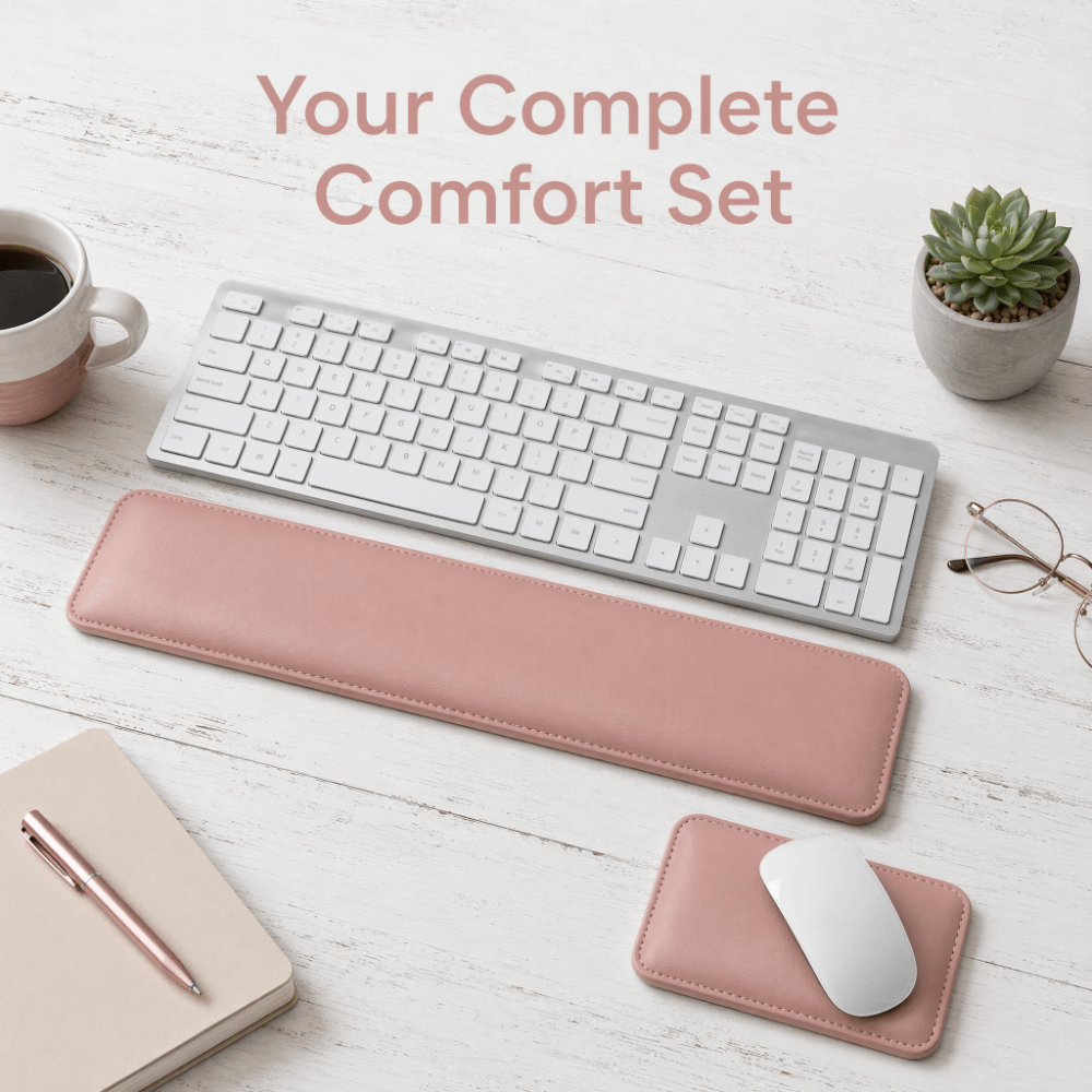 Keyboard Wrist Pad Leather - Mouse Pad de Couro Portátil Grande,